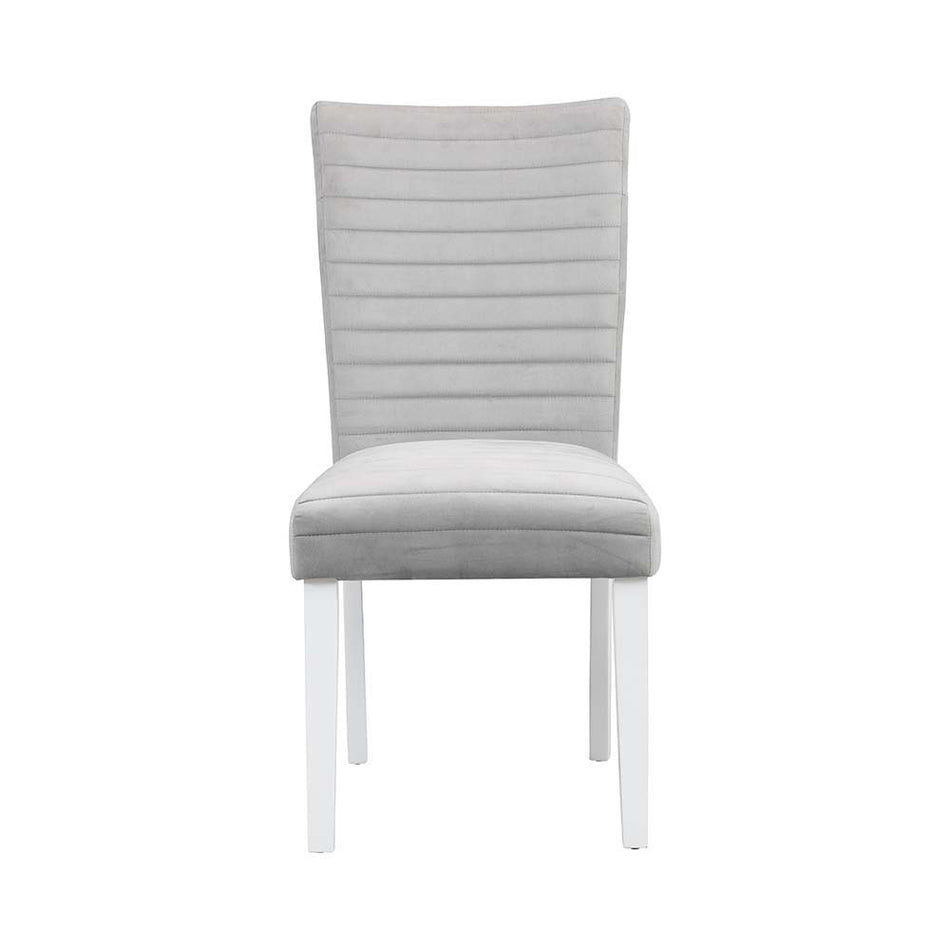 Elizaveta - Side Chair (Set of 2) - Gray Velvet &White High Gloss