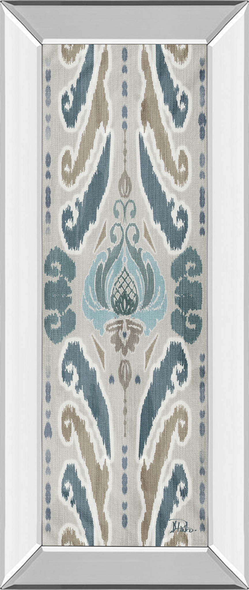A Touch Of Flourish I By Patricia Pinto - Mirror Framed Print Wall Art - Blue