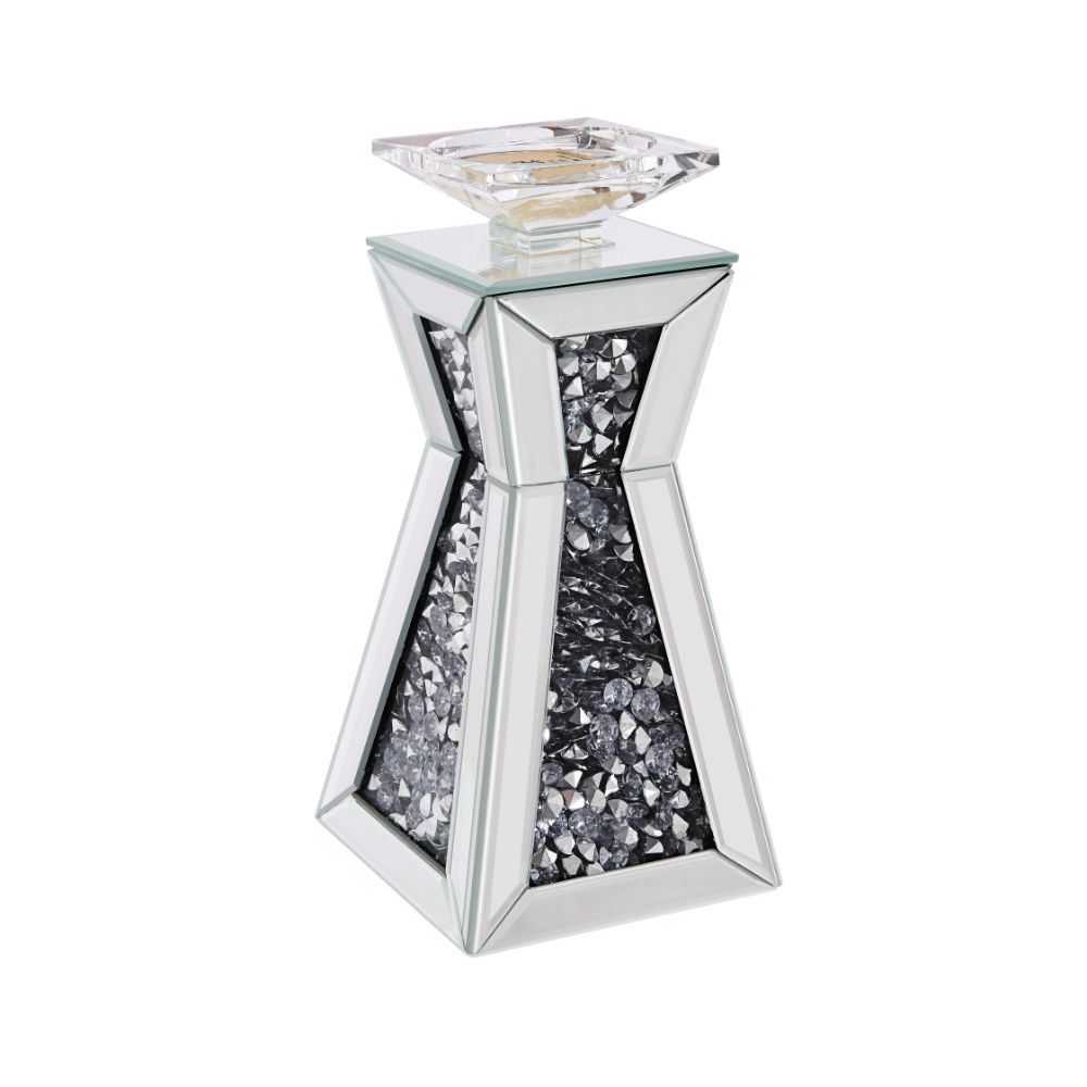 Nowles - 11" Candle Holder (Set of 2) - Mirrored, Faux Diamonds