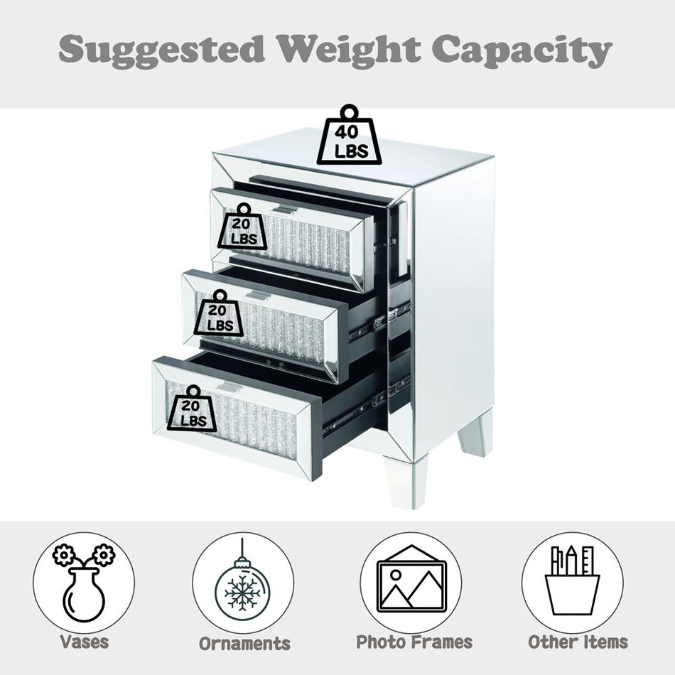 Caesia - Mesa auxiliar - Espejo y diamantes falsos