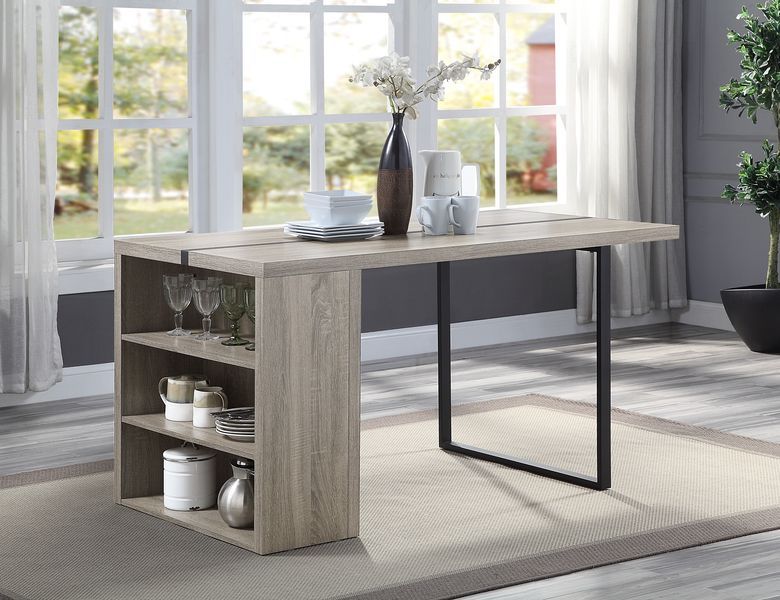 Patwin - Mesa de comedor - Acabado en roble gris y negro