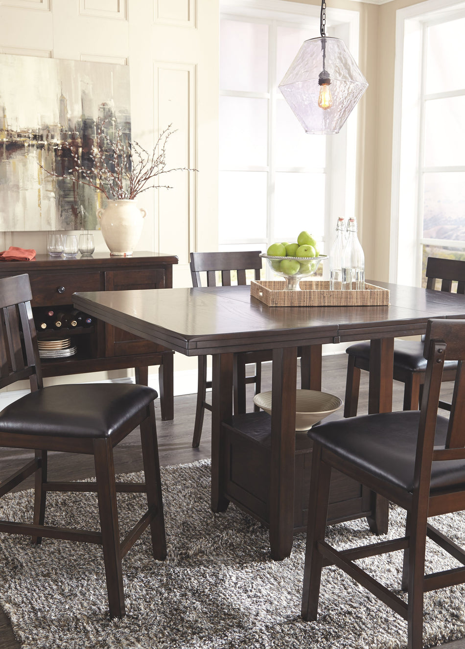 Mesa extensible rectangular para comedor Haddigan - Marrón oscuro