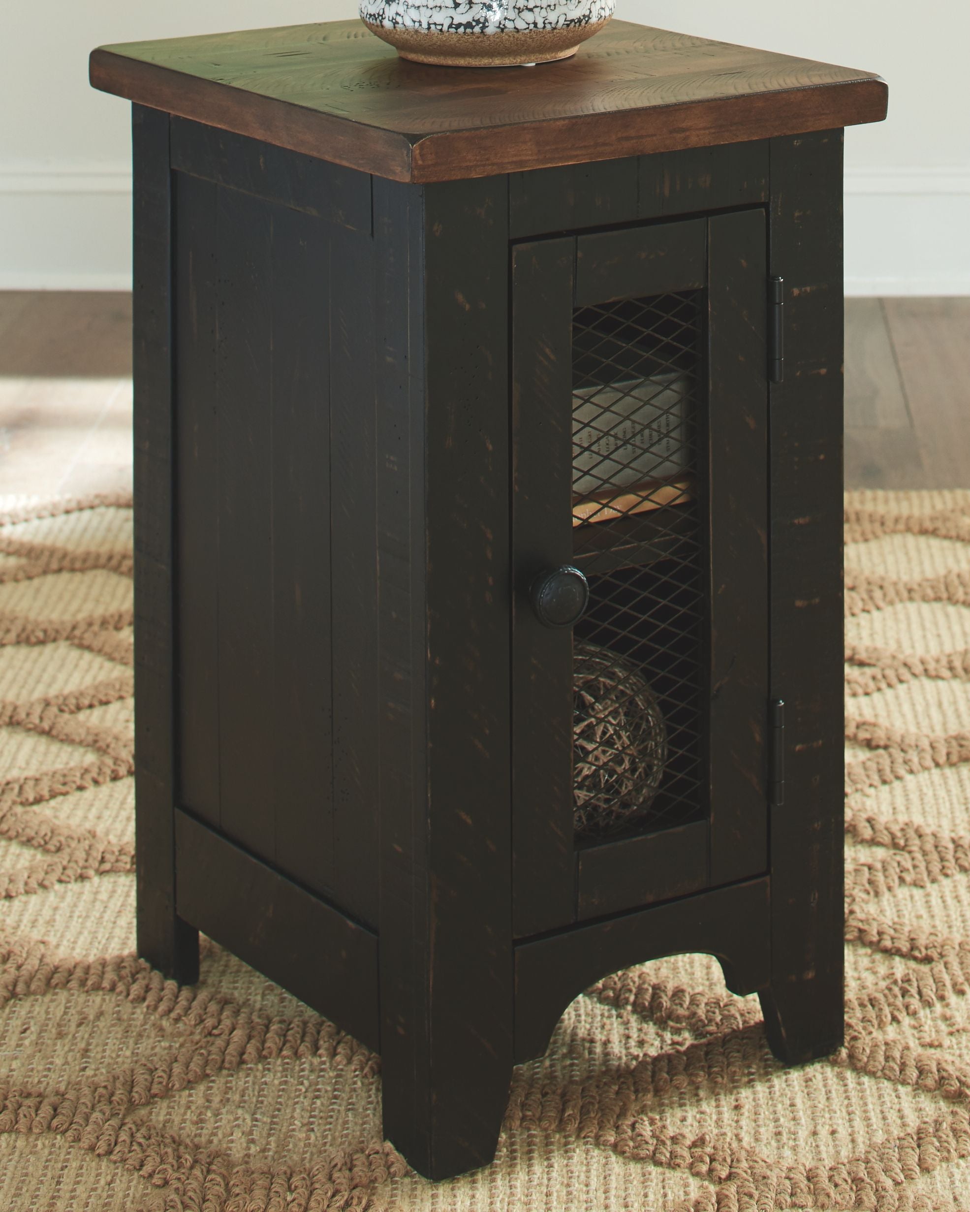 Mesa auxiliar con silla Valebeck - Negro/Marrón