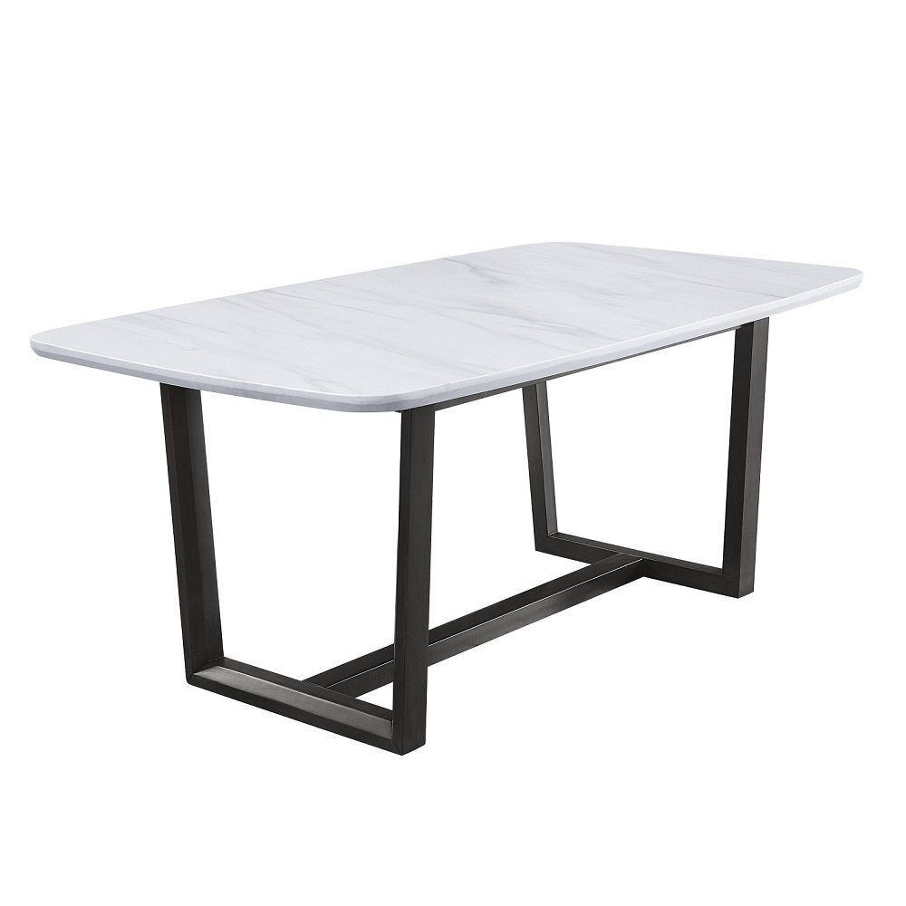 Madan - Mesa de comedor - Superficie de mármol y acabado gris desgastado