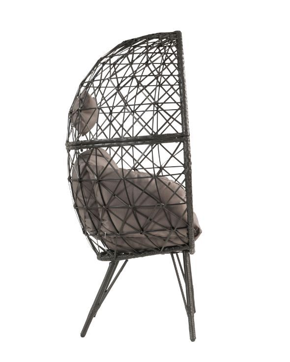 Aeven - Sillón de patio - Tela gris claro y mimbre negro
