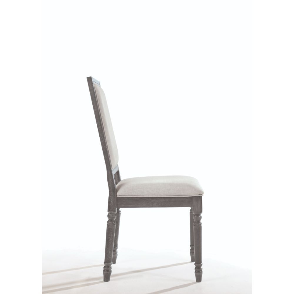 Leventis - Silla auxiliar (juego de 2) - Lino crema y gris desgastado