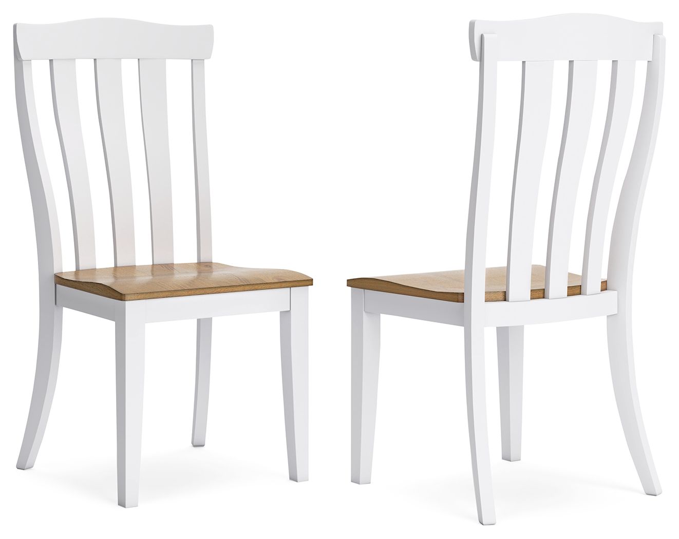 Silla auxiliar de comedor Ashbryn, color blanco y natural (juego de 2)