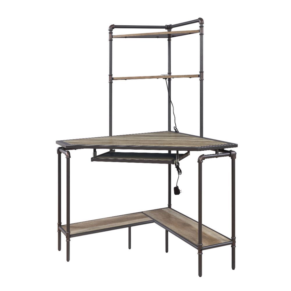 Deliz - Computer Desk With USB - Sand Gray