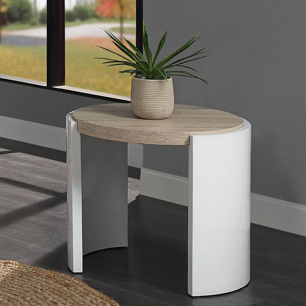 Zoma - End Table - Oak & White High Gloss