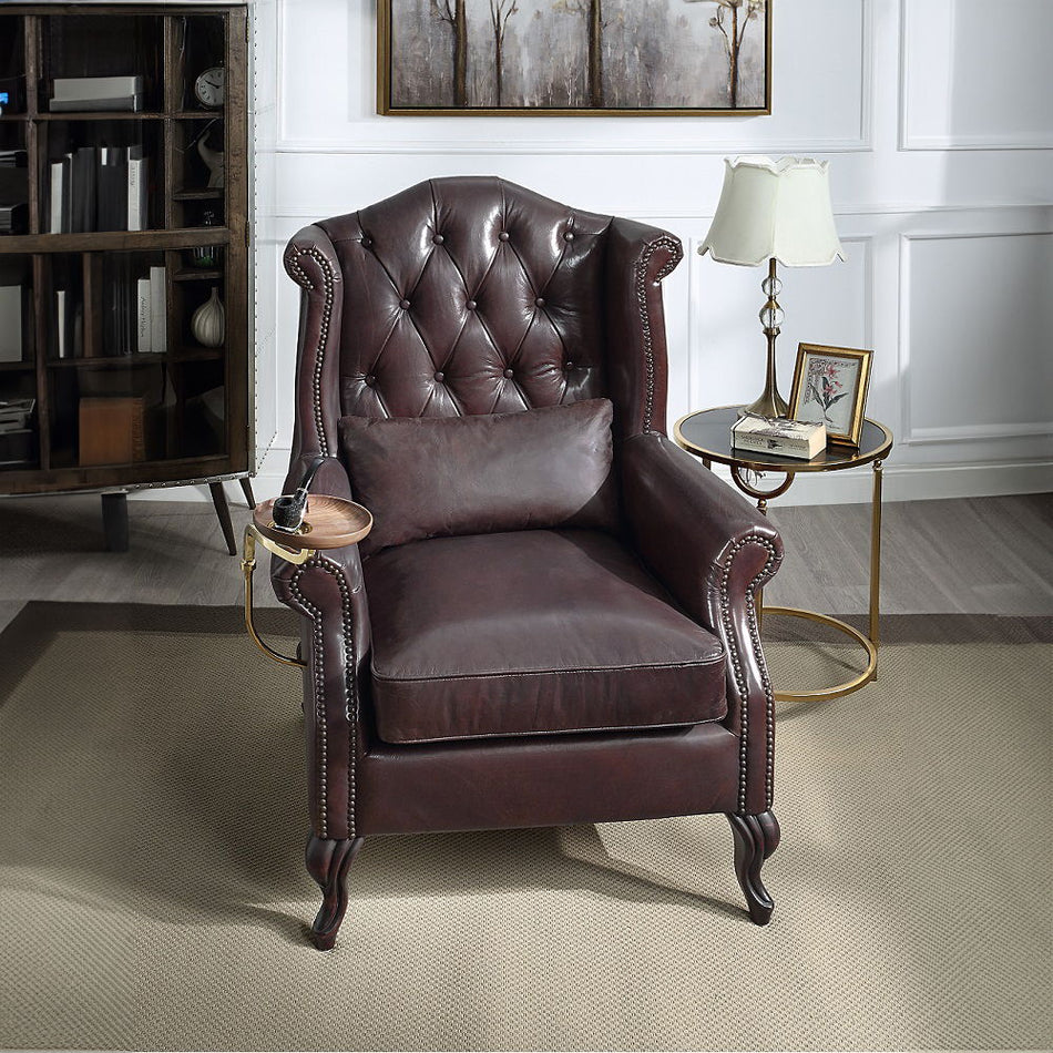 Pino - Accent Chair - Vintage Brown Top Grain Leather