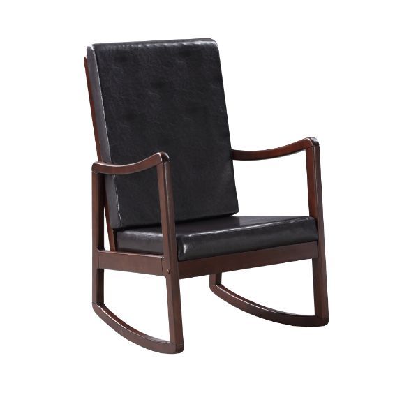 Raina - Mecedora - PU marrón oscuro y acabado espresso