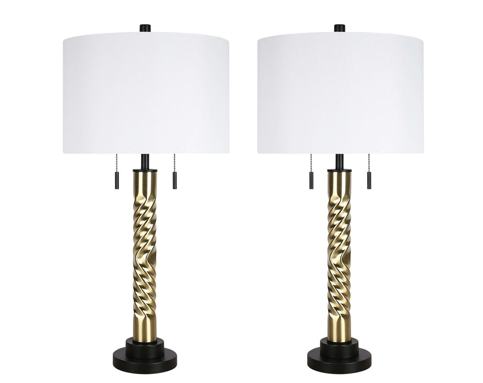 "Twist Elegance" Metal Table Lamp (Set of 2) - Matte Black / Soft Gold