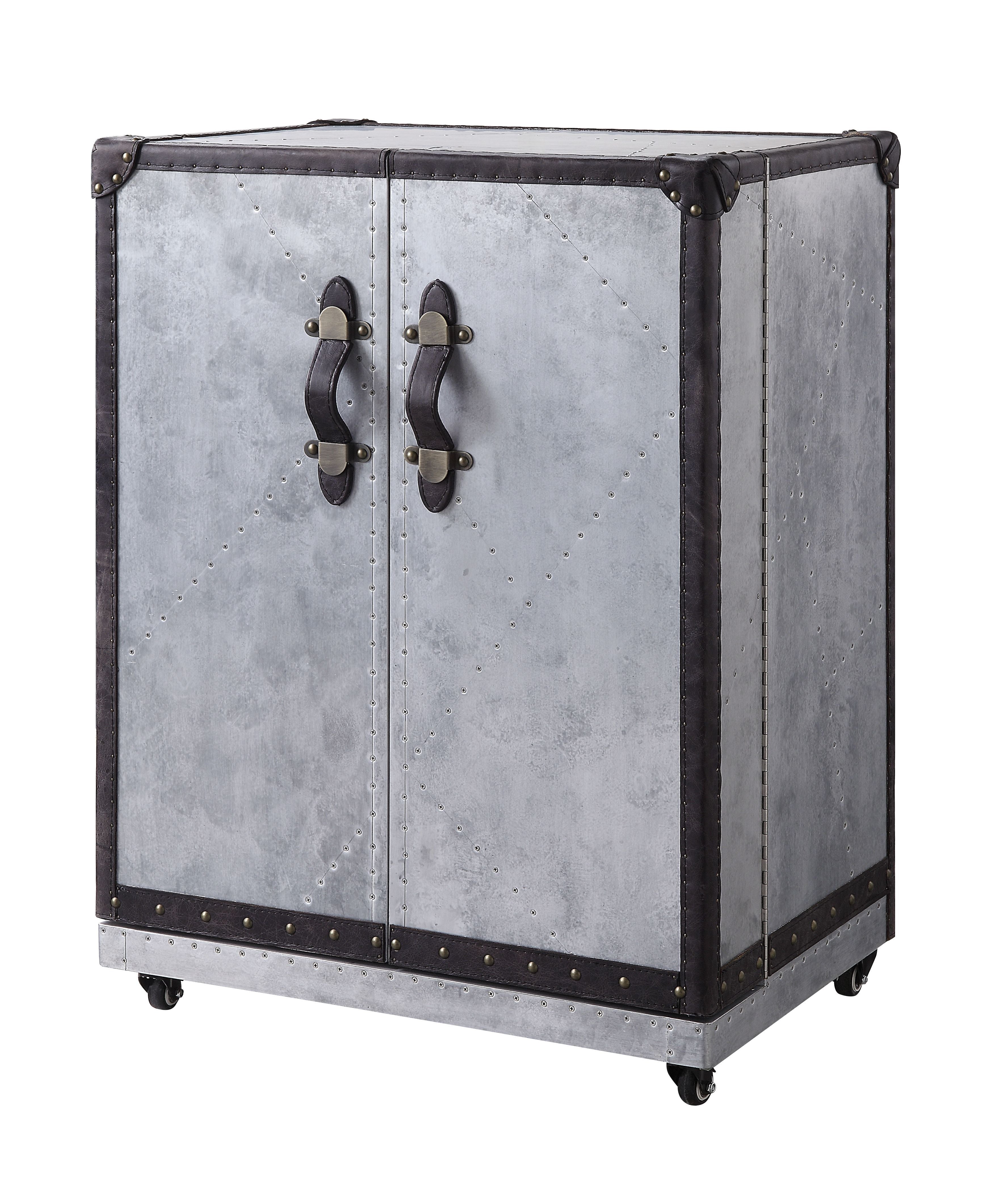 Brancaster - Vitrina para vinos - Cuero de grano superior de ébano antiguo y aluminio