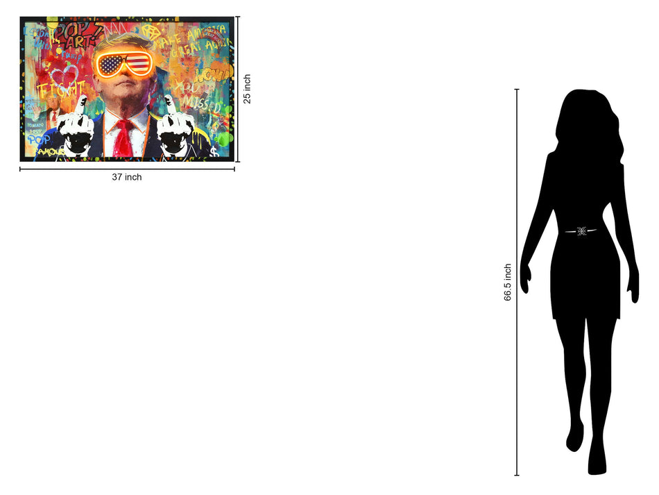 Neon Rebel Graffiti - 25" x 37" Framed Wall Art