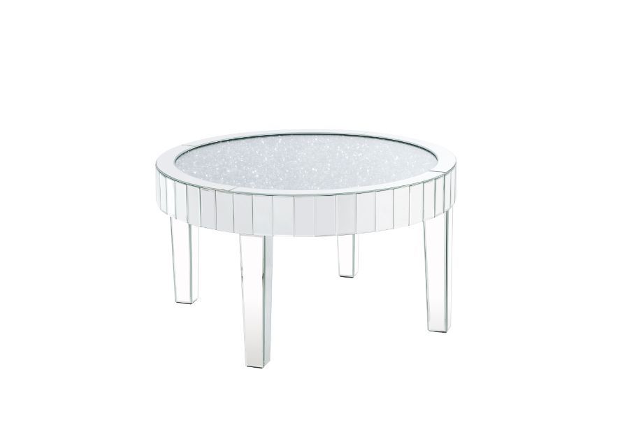 Mesa de centro Ornat con espejo y diamantes falsos, 18"
