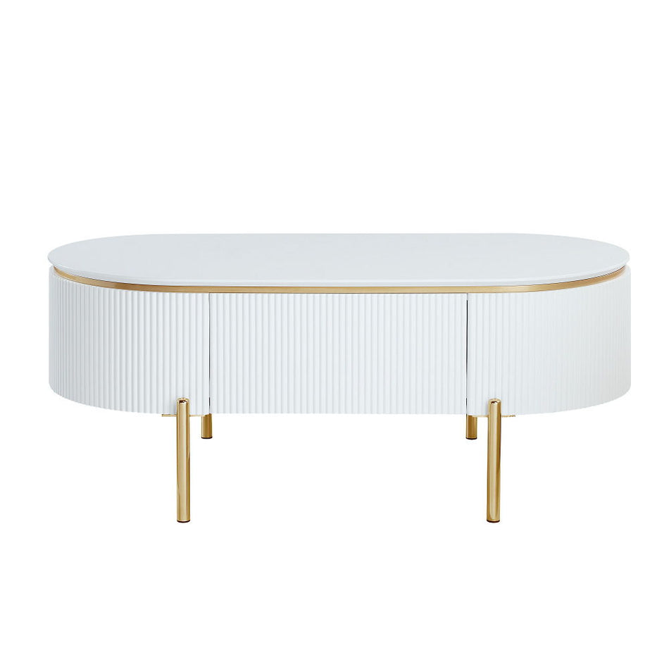 Daveigh - Coffee Table - White High Gloss & Gold