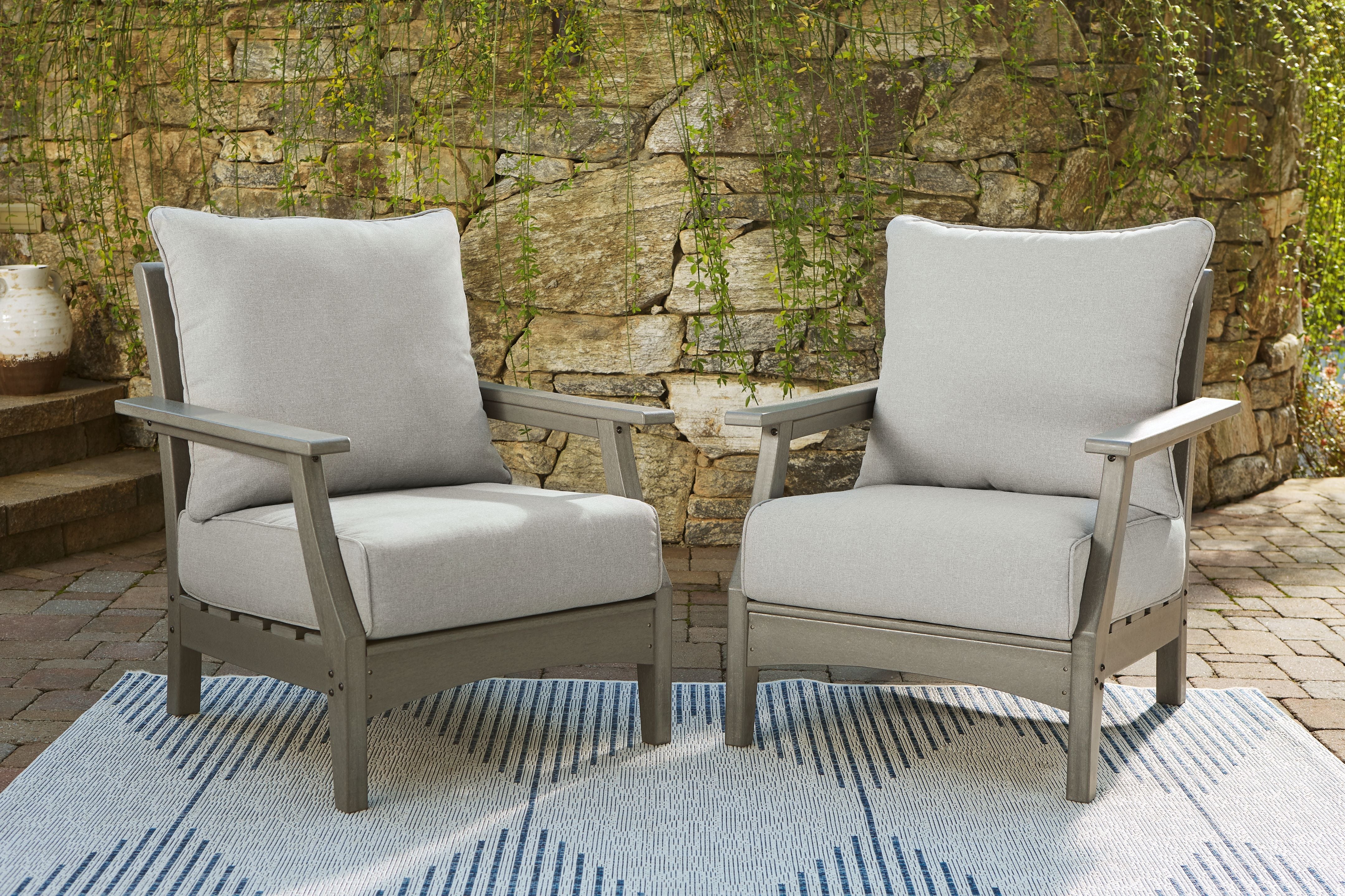 Sillón Visola gris con cojín (juego de 2)