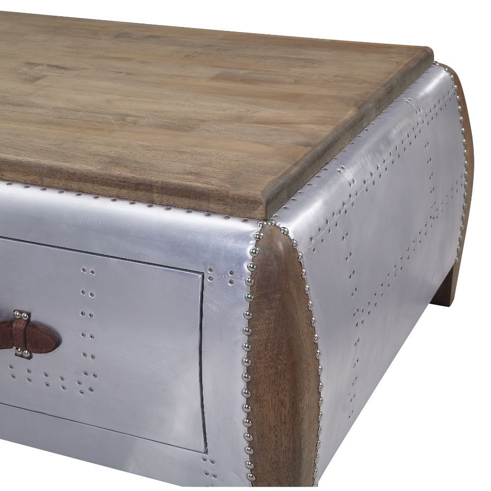 Brancaster - Mesa de centro - Roble antiguo y aluminio