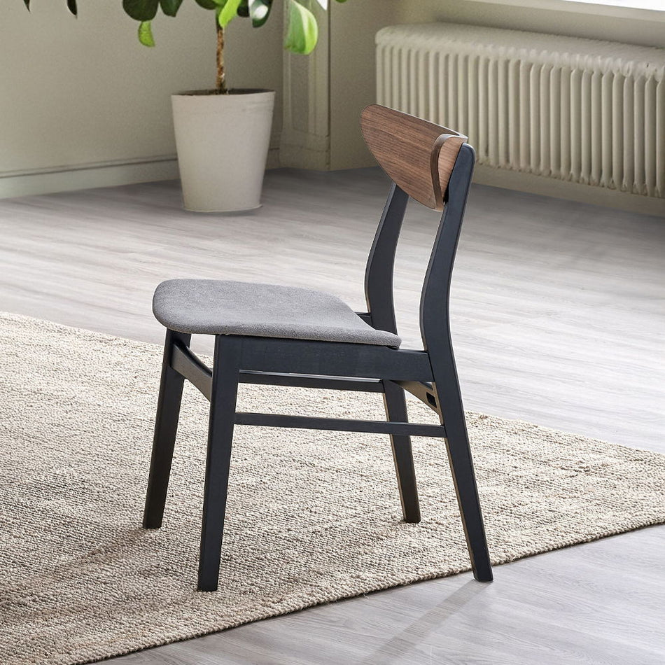 Rebi - Side Chair (Set of 2) - Gray Linen, Walnut & Black
