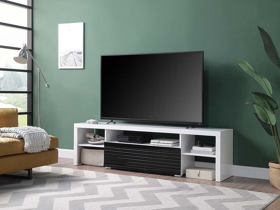 Buck II - TV Stand - White & Black High Gloss