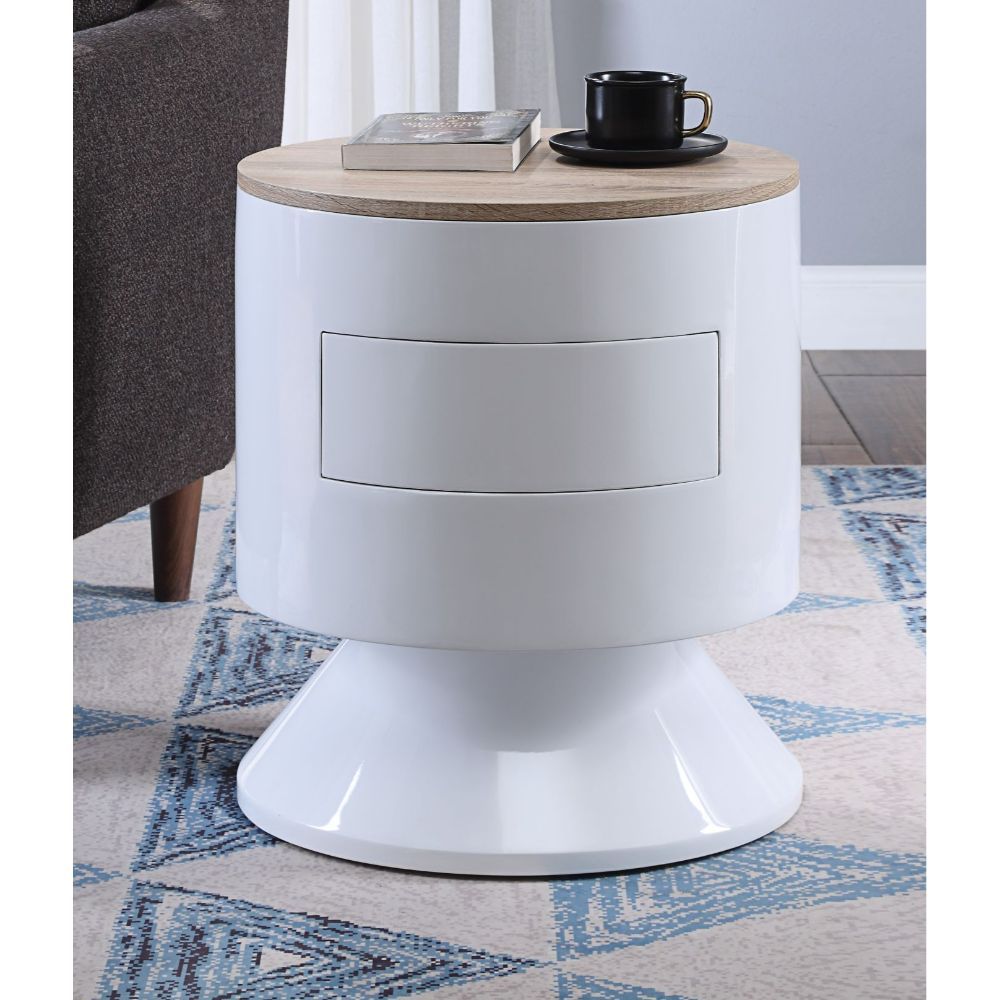 Otith - Mesita de noche - Blanco alto brillo - 22"