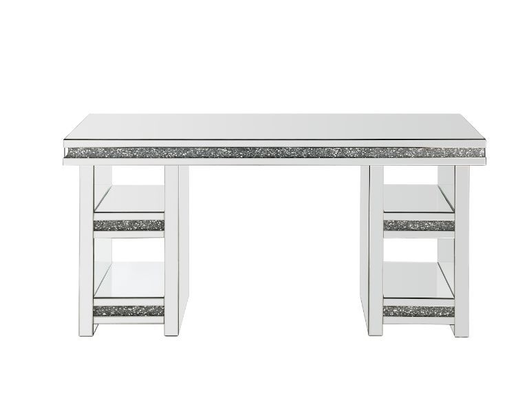 Noralie - Escritorio - Vidrio transparente, espejo y diamantes de imitación