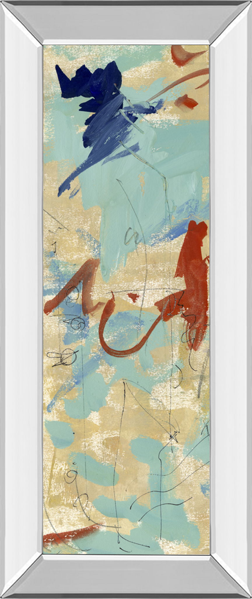 Composition 4b By Melissa Wang - Mirror Framed Print Wall Art - Blue
