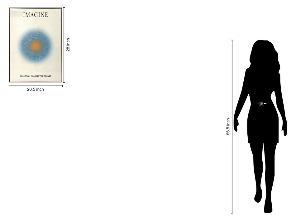 "Radiant Imagine" Hand-Embellished Canvas In Frame - Blue / Orange