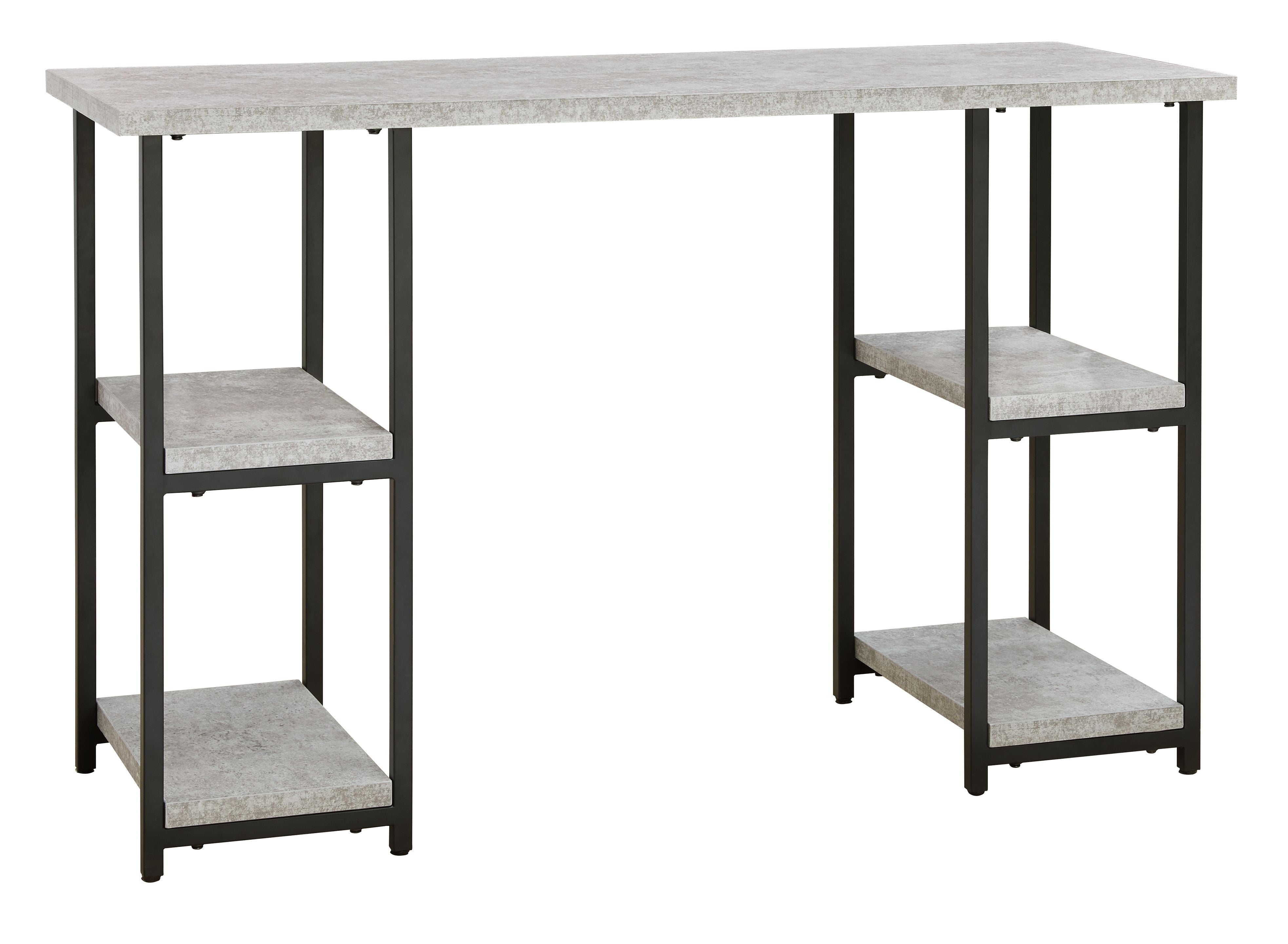 Escritorio para oficina en casa Lazabon - Gris/Negro - Pedestal de dos estantes