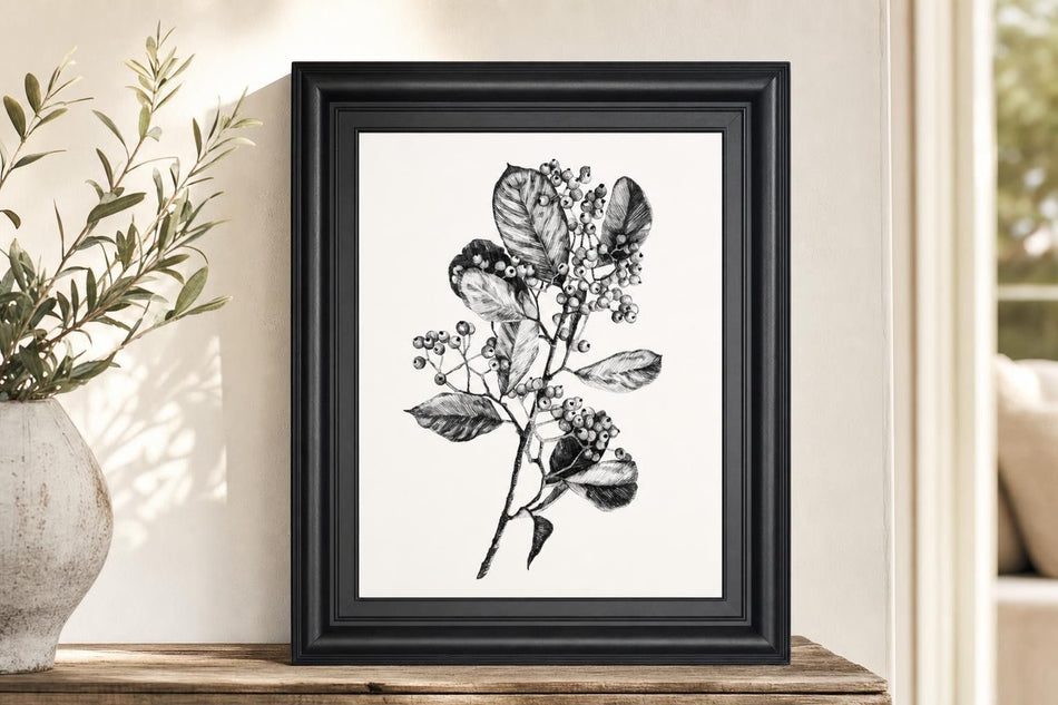 22x26 Hawthorn Berry Branch I By Emma Scarvey - White