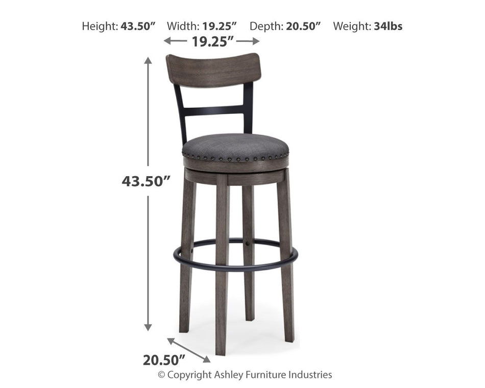 Caitbrook - Tall UPH Swivel Barstool - Gray