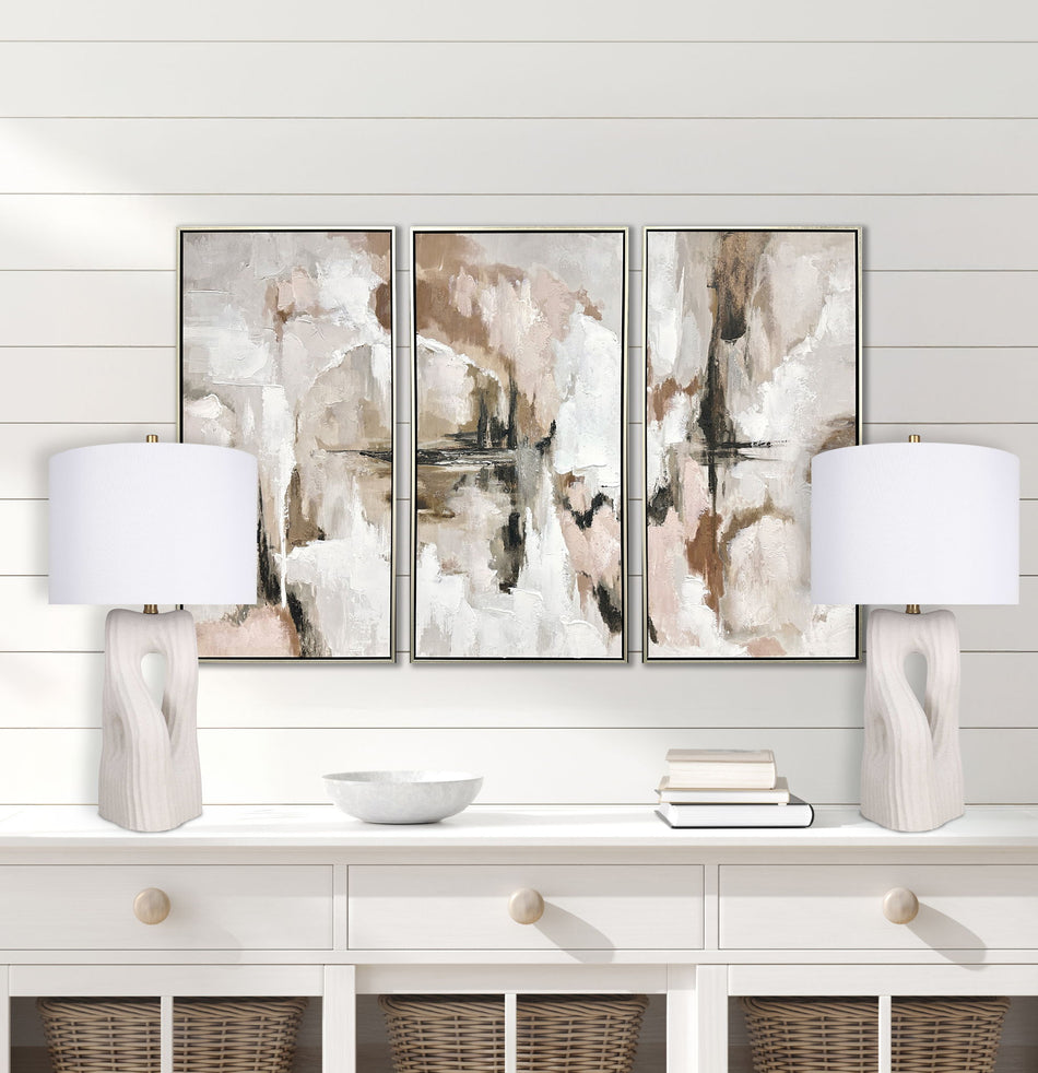 "Eclipse Harmony" Ceramic Table Lamp (Set of 2) - White Rock