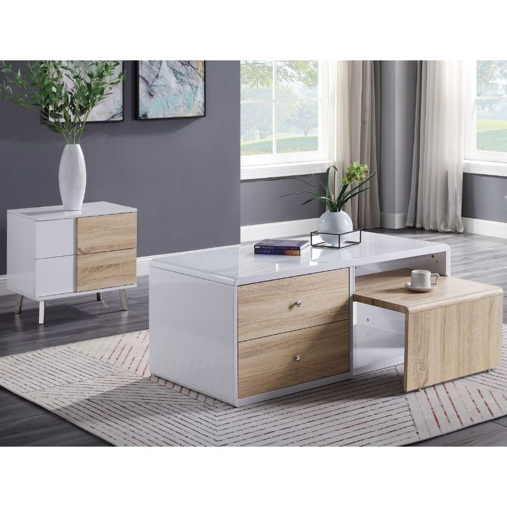 Verux - Mesa de centro - Blanco alto brillo