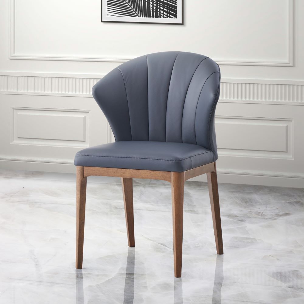 Seraphyne - Side Chair (Set of 2) - Slate Leather & Walnut