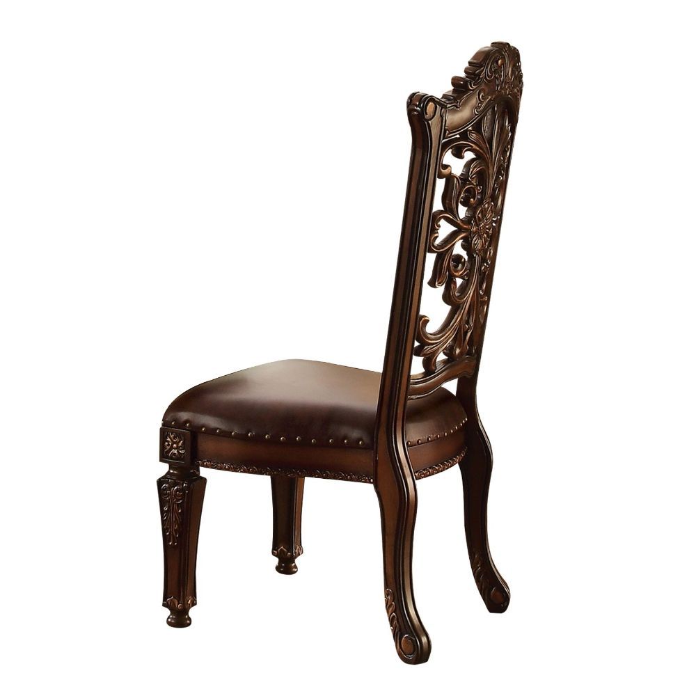 Vendome - Silla auxiliar (juego de 2) - PU y madera de cerezo - 48"