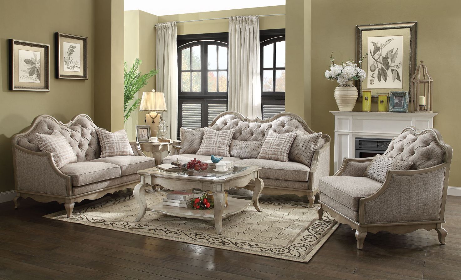 Chelmsford - Sofá - Tejido beige y gris topo antiguo