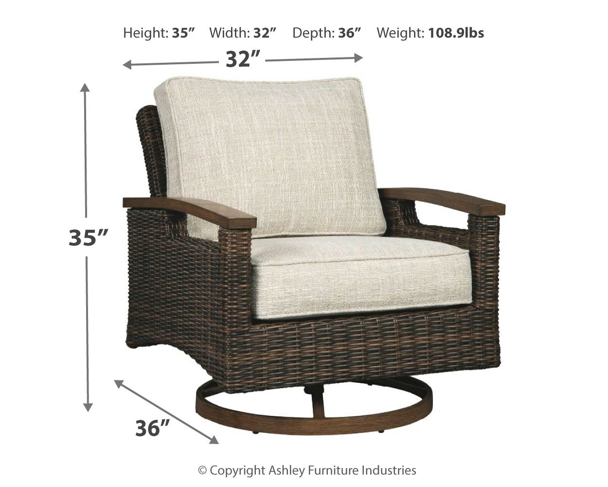 Sillón giratorio Paradise, marrón medio (juego de 2)