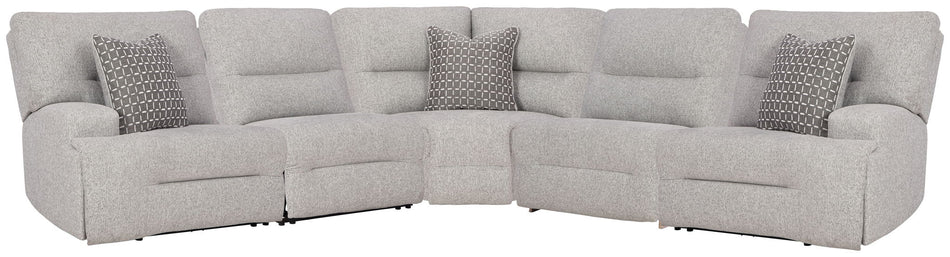 Acklen Place - 5-Piece Power Reclining Sectional - Pewter