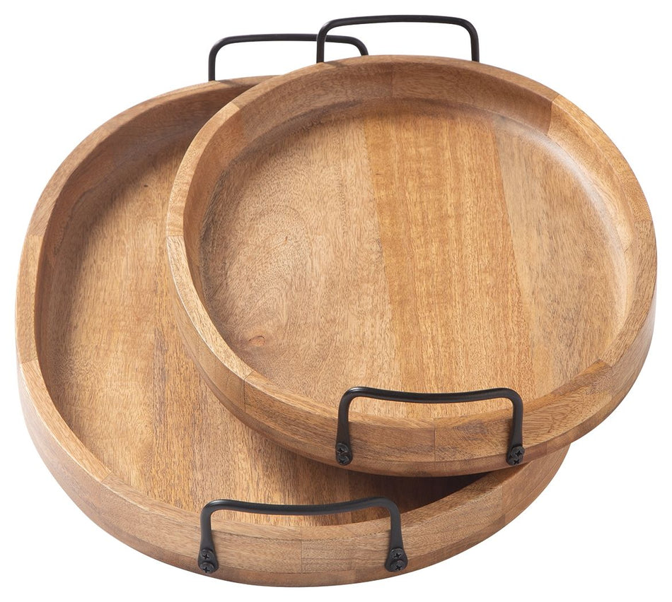 Jocelyne - Tray Set (Set of 2) - Brown / Black