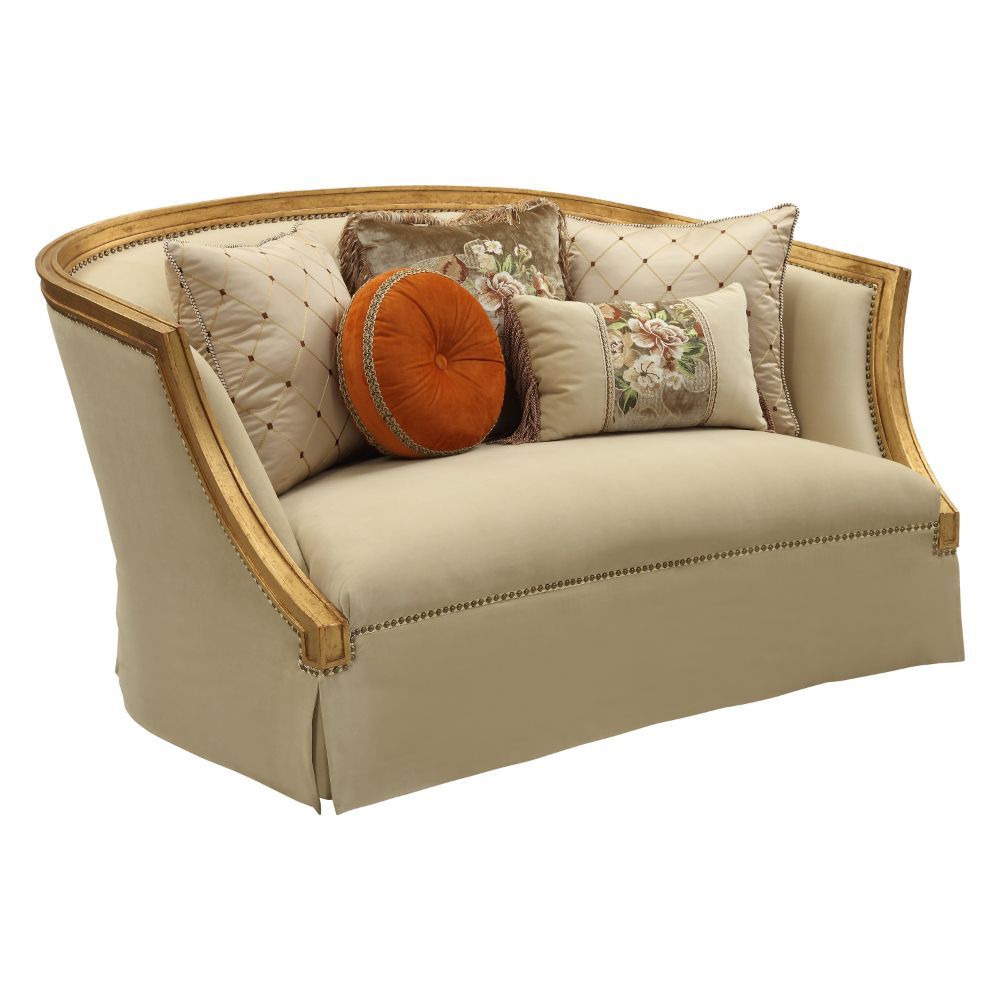Daesha - Loveseat - Franela color canela y oro antiguo
