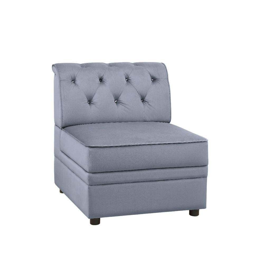 Bois II - Silla sin brazos - Terciopelo gris