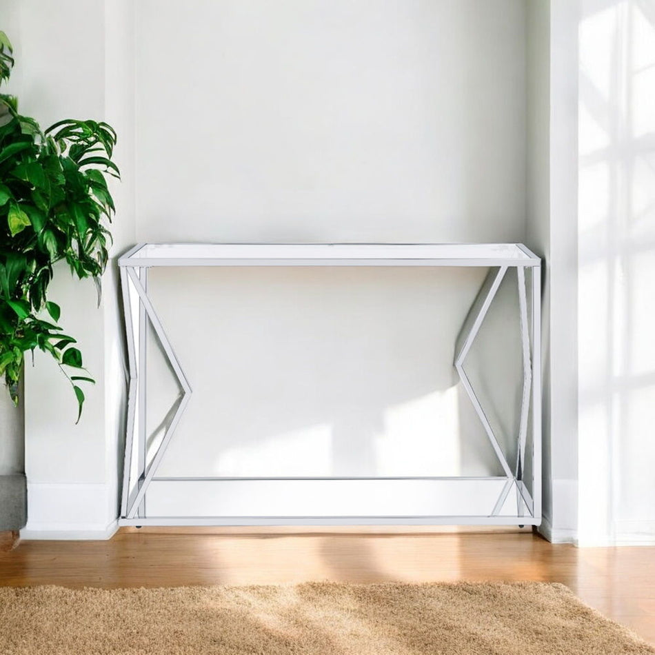 Virtue - Mesa de sofá - Acabado en vidrio transparente y cromo