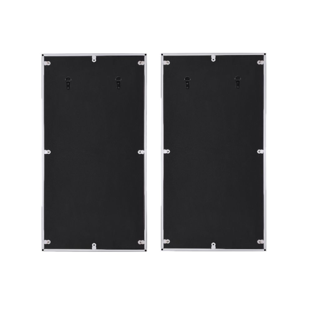 Chafik - Espejo de pared (juego de 2) - Espejo, roble natural y cromo