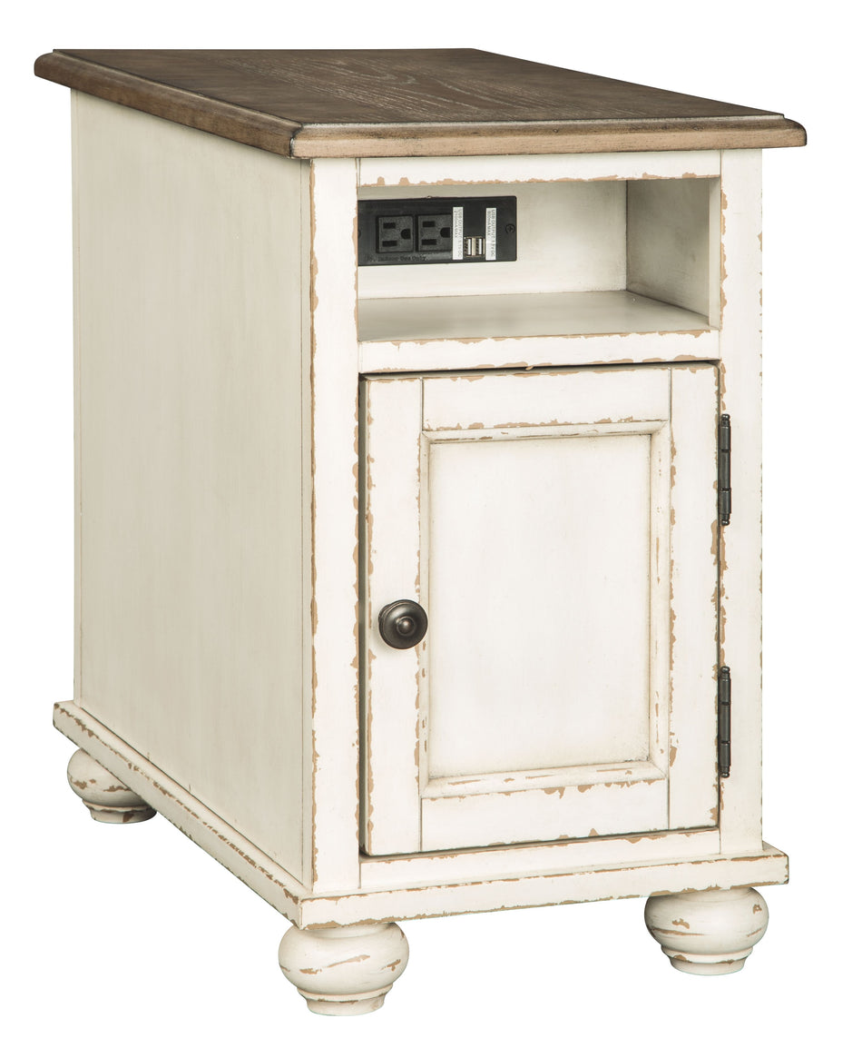 Realyn - Blanco / Marrón - Mesa auxiliar con silla - AC / USB
