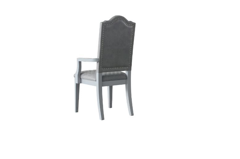 Casa - Silla Marchese (juego de 2) - Tejido gris de dos tonos y acabado gris perla