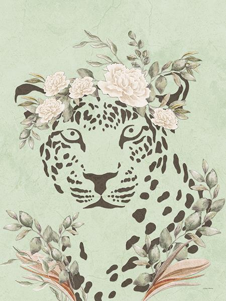 Safari Leopard Dreaming By Yass Naffas Designs (Framed) - Green