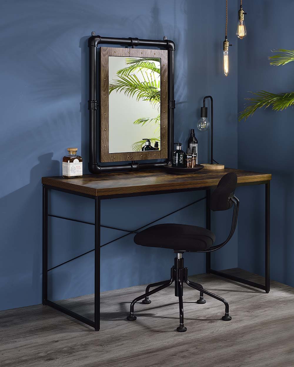 Mesa consola Bob - Acabado en roble desgastado y negro
