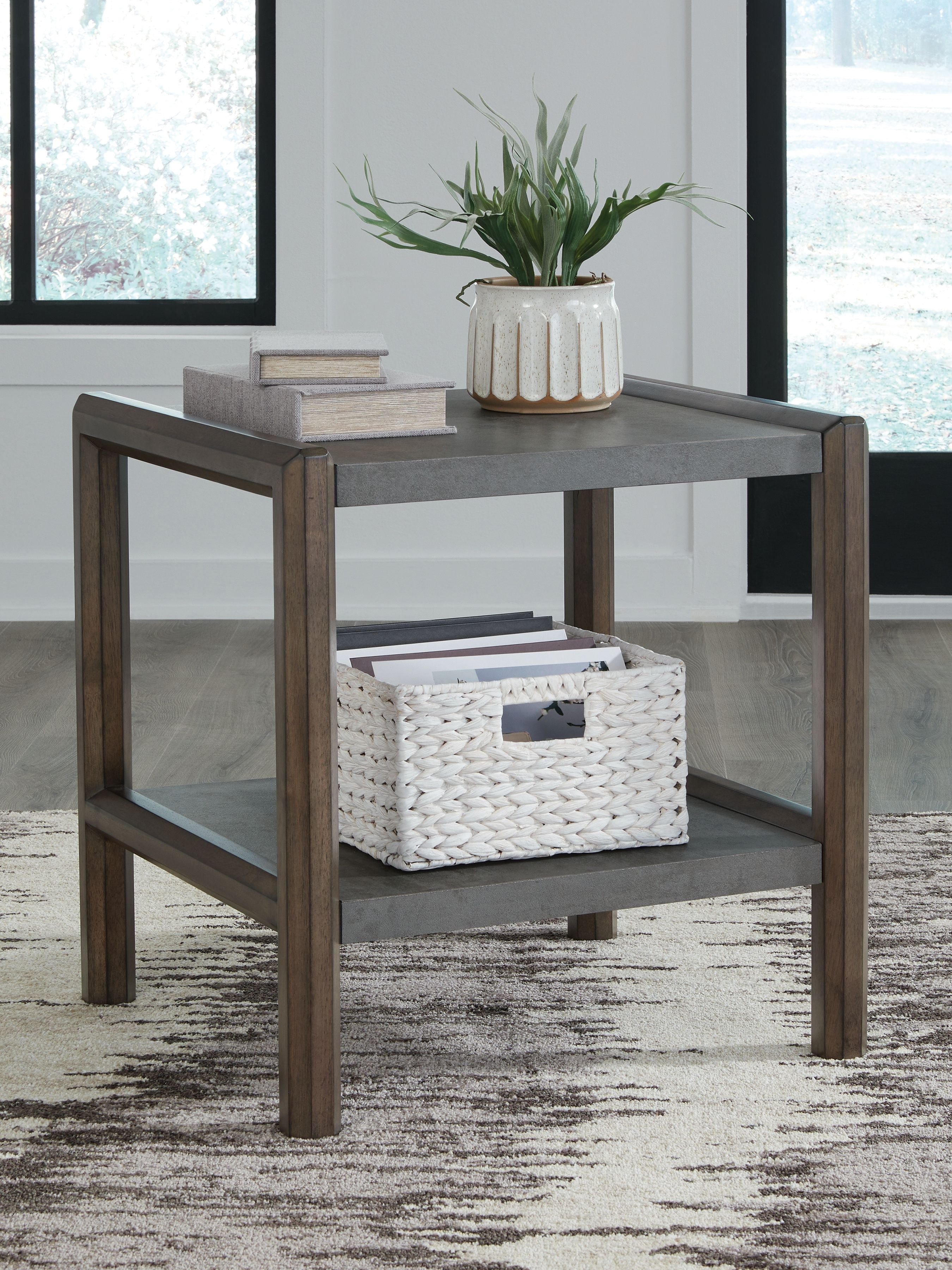 Kallenny - Brown / Gray - Rectangular End Table