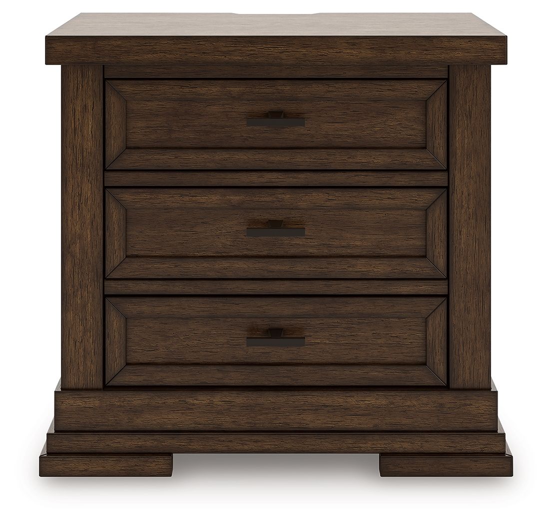 Taffenbrook - Medium Brown - Three Drawer Night Stand