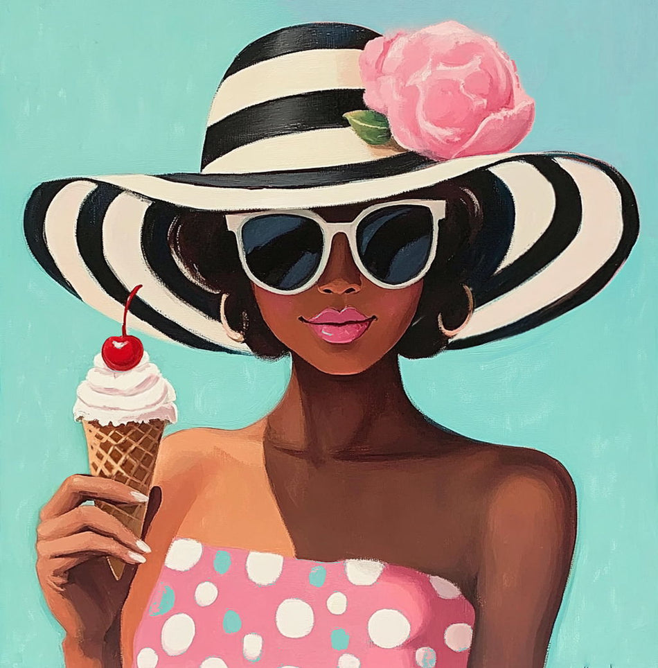Chic Sundae Glam - 24" x 24" Framed Wall Art